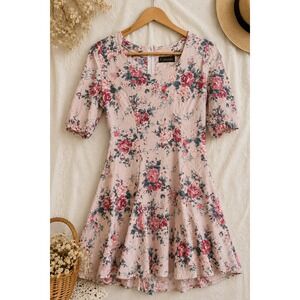 Vintage Chablis Floral Mini Dress S Western Rodeo Wedding Guest Cottagecore Y2K